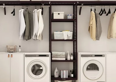 hanging laundry organizer with shelves
