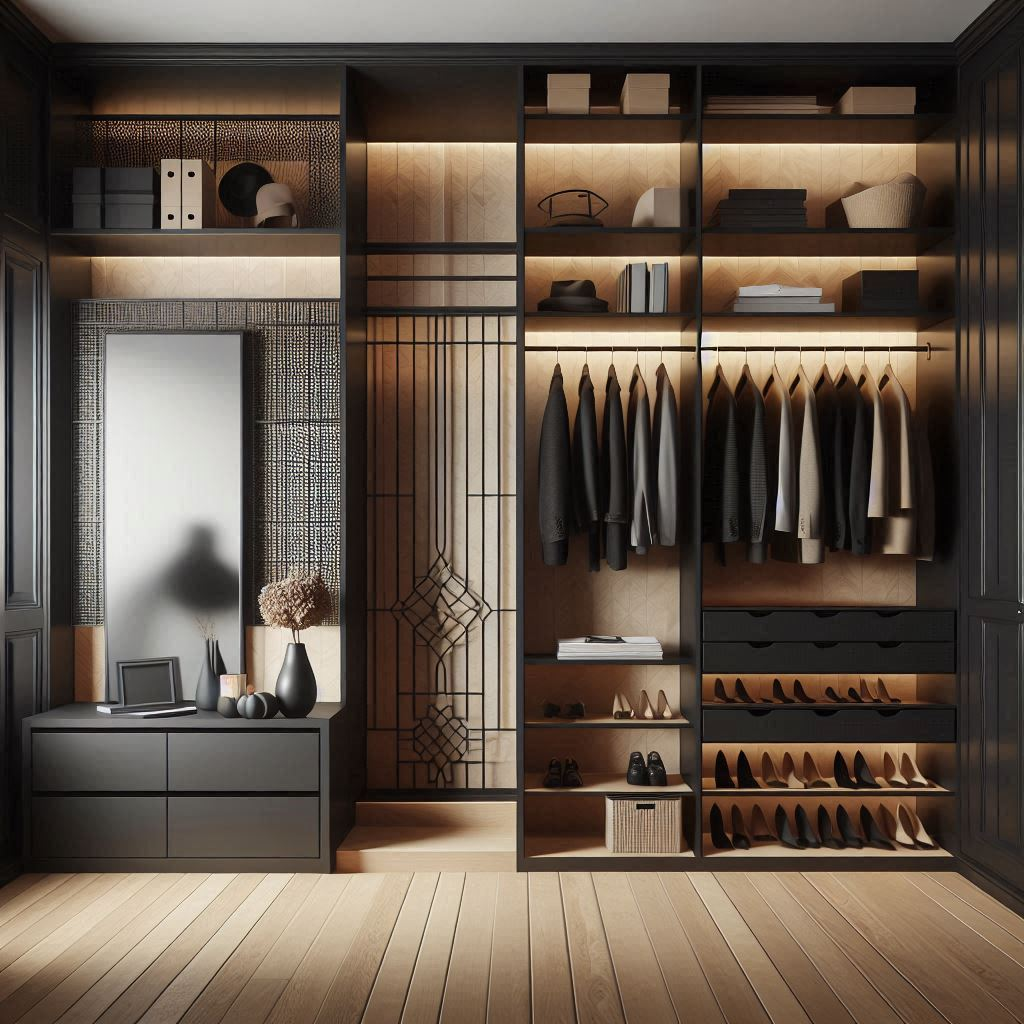 espresso wood walk in closet