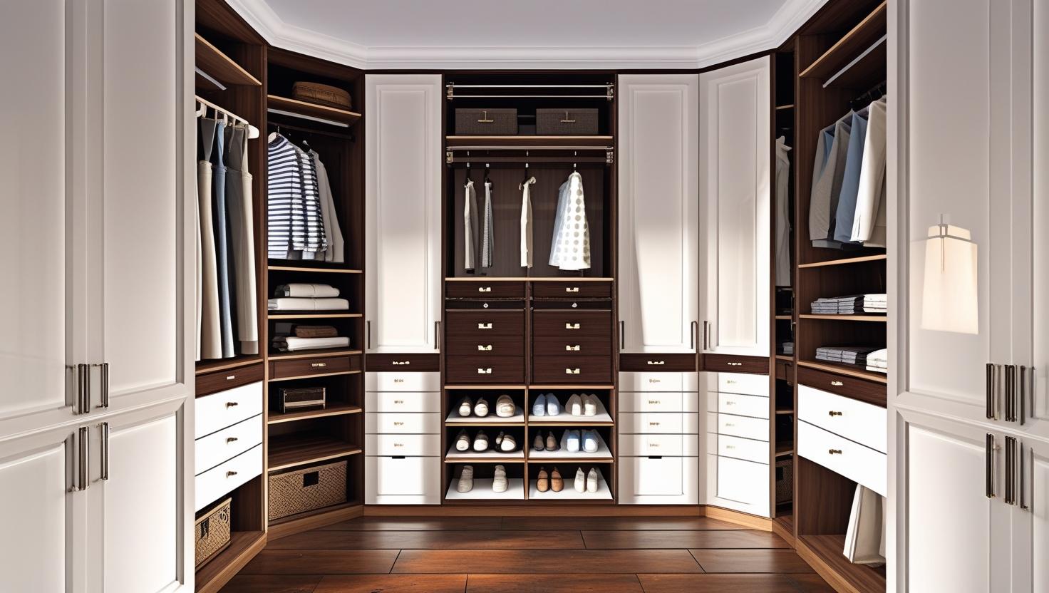 luxurious espresso and white walk-in closet